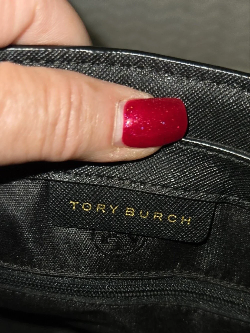 Tory Burch Black Leather Tote with Gold Hardware
